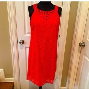 MAX STUDIO TANGERINE EYELET ALINE DRESS FLATTERING NECKLINE SIZE XL